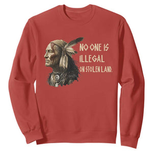 Indigenous Peoples Day Gift Sweatshirt No One Is Illegal On Stolen Land TS12 Red Print Your Wear