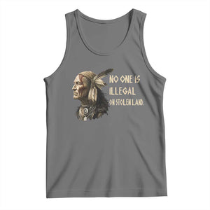 Indigenous Peoples Day Gift Tank Top No One Is Illegal On Stolen Land TS12 Black Heather Print Your Wear