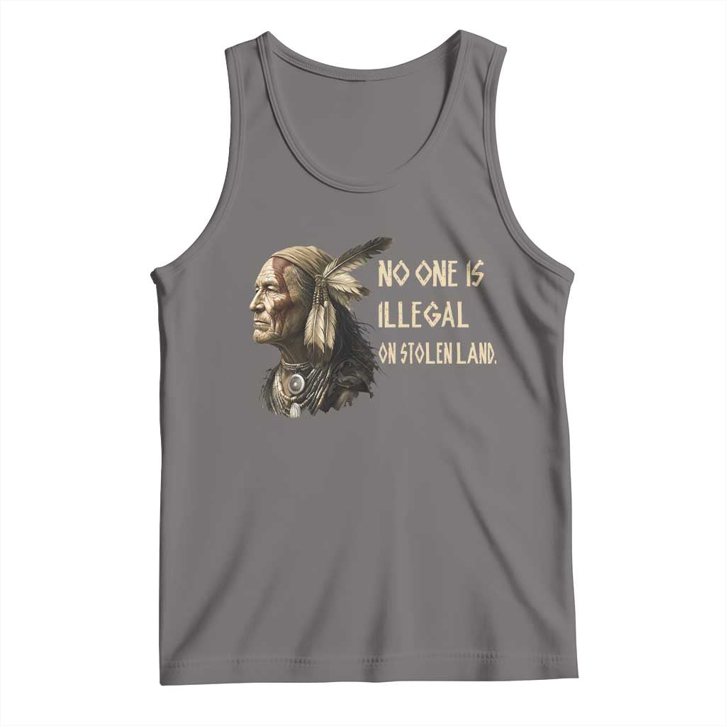 Indigenous Peoples Day Gift Tank Top No One Is Illegal On Stolen Land TS12 Deep Heather Print Your Wear