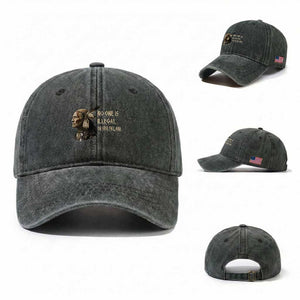 Indigenous Peoples Day Gift Washed Cotton Baseball Cap No One Is Illegal On Stolen Land TS12 Washed Cap Universal Fit Dark Green Print Your Wear