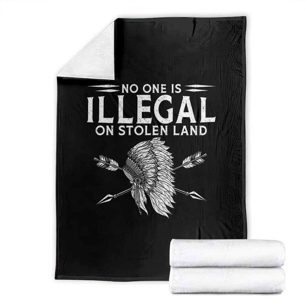 Honor Indigenous Peoples Throw Blanket No One Is Illegal On Stolen Land TS12 Black Print Your Wear