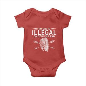 Honor Indigenous Peoples Baby Onesie No One Is Illegal On Stolen Land TS12 Red Print Your Wear