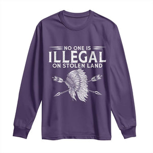 Honor Indigenous Peoples Long Sleeve Shirt No One Is Illegal On Stolen Land TS12 Purple Print Your Wear