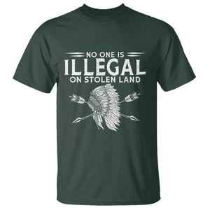 Honor Indigenous Peoples T Shirt No One Is Illegal On Stolen Land TS12 Dark Forest Green Print Your Wear