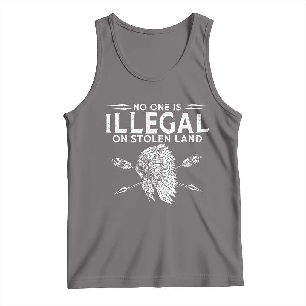 Honor Indigenous Peoples Tank Top No One Is Illegal On Stolen Land TS12 Deep Heather Print Your Wear