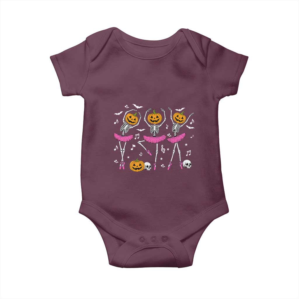 Ballet Skeleton Dance Baby Onesie Funny Halloween Gift TS12 Maroon Print Your Wear