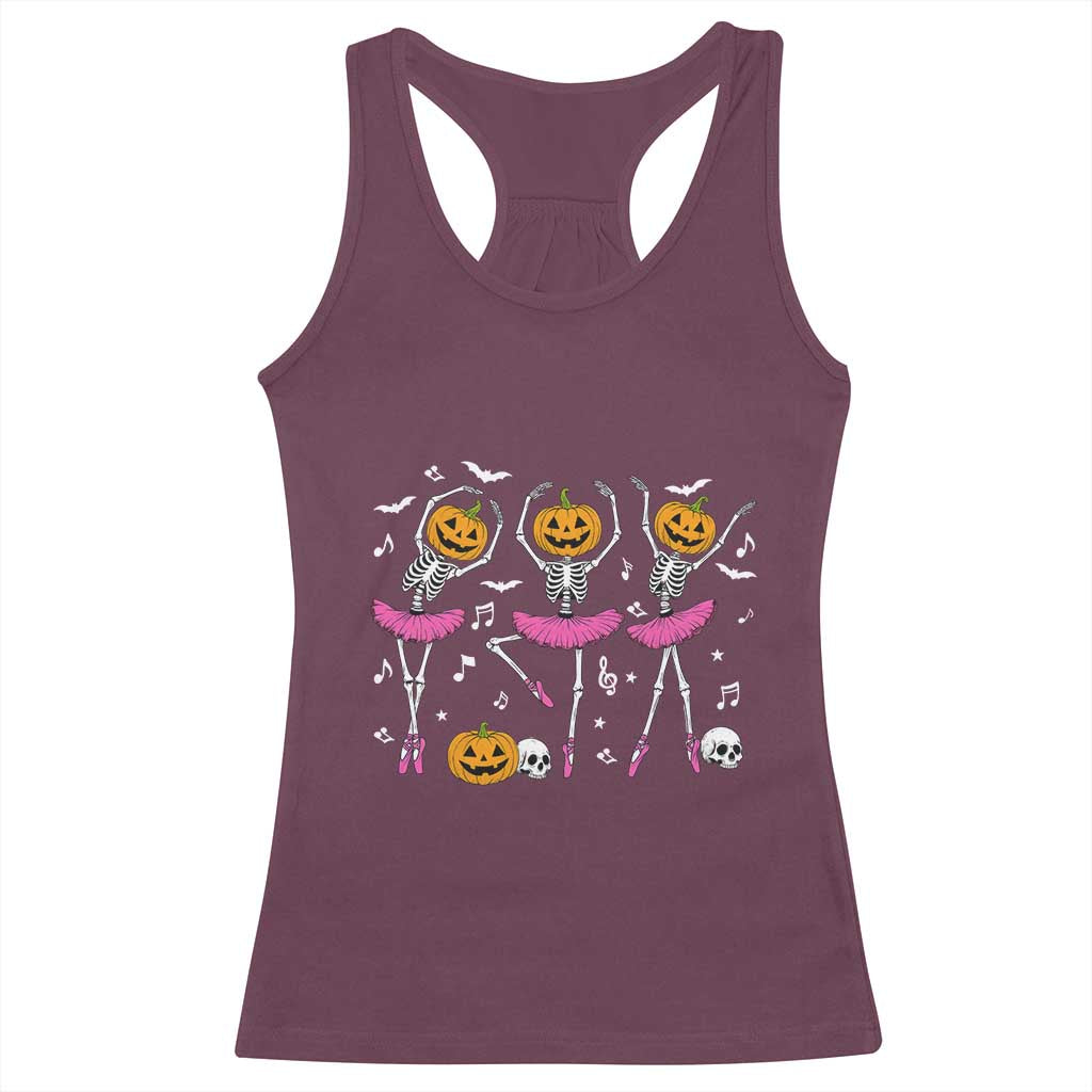 Ballet Skeleton Dance Racerback Tank Top Funny Halloween Gift TS12 Maroon Print Your Wear
