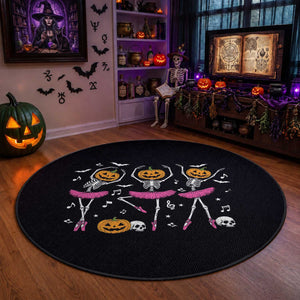 Ballet Skeleton Dance Round Rug Funny Halloween Gift