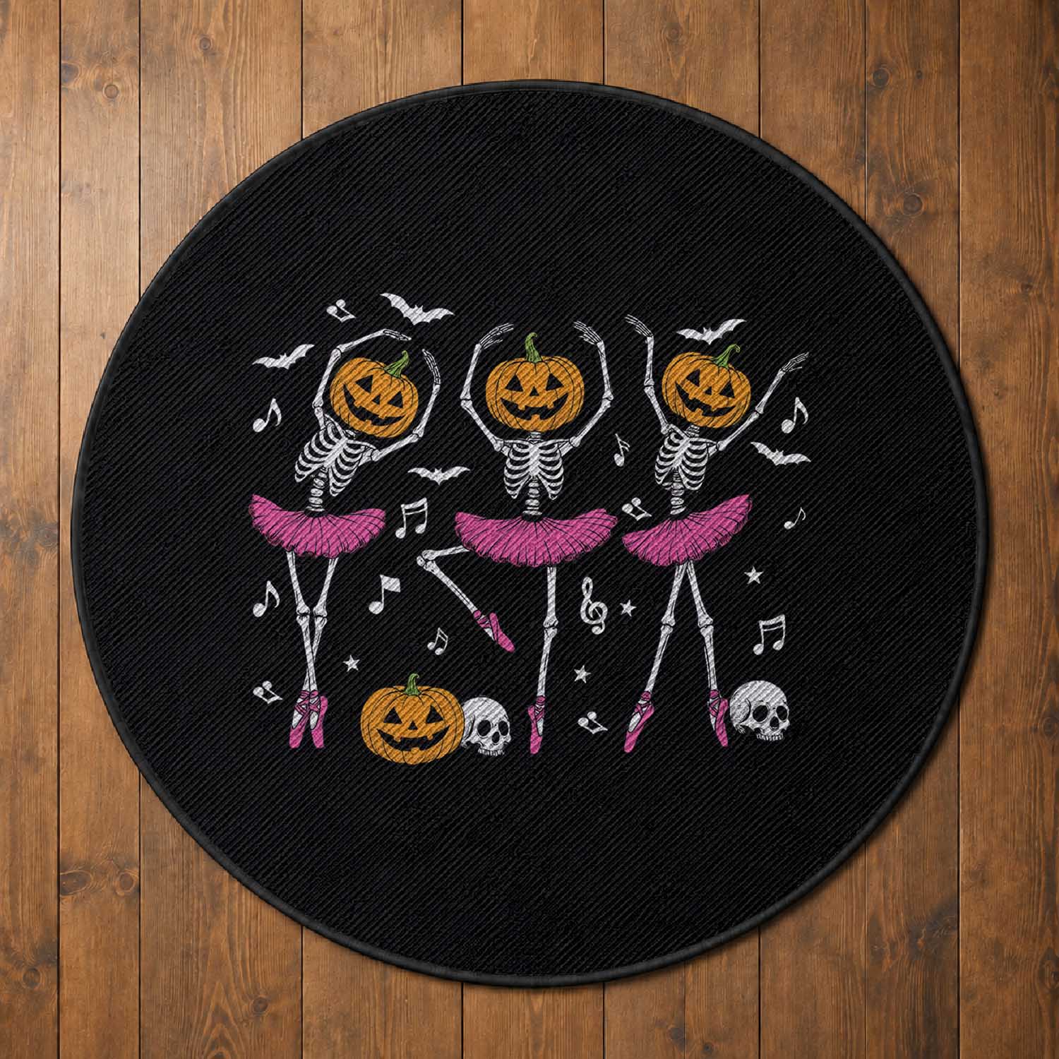 Ballet Skeleton Dance Round Rug Funny Halloween Gift