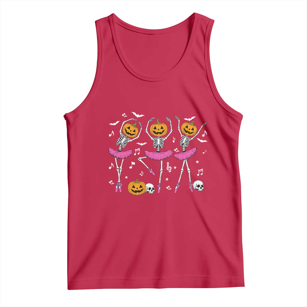 Ballet Skeleton Dance Tank Top Funny Halloween Gift TS12 Red Print Your Wear