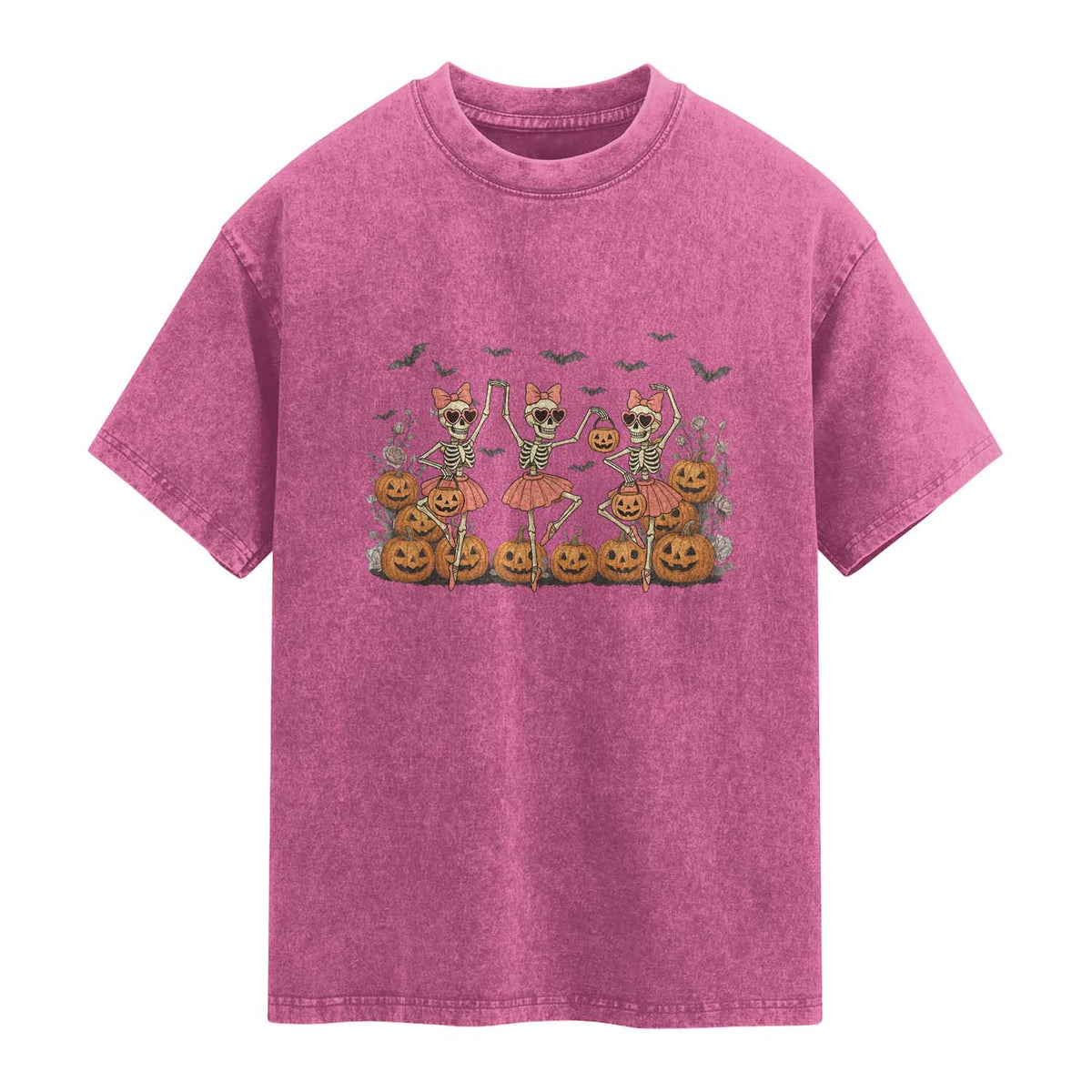 Funny Halloween Skeleton Dance Washed Cotton T-Shirt Gift For Ballet Lover