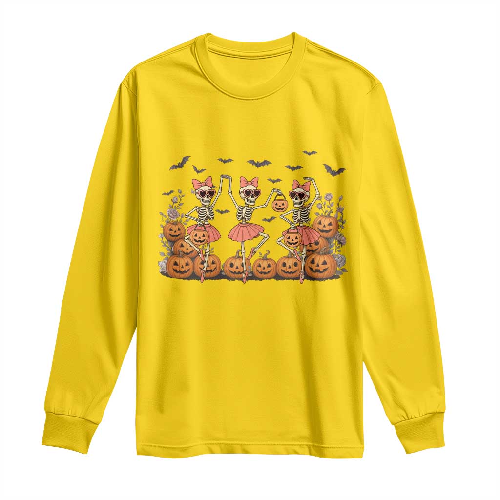 Funny Halloween Skeleton Dance Long Sleeve Shirt Gift For Ballet Lover TS12 Daisy Print Your Wear