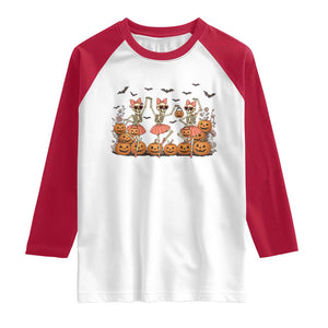 Funny Halloween Skeleton Dance Raglan Shirt Gift For Ballet Lover TS12 White Red Print Your Wear