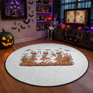 Funny Halloween Skeleton Dance Round Rug Gift For Ballet Lover