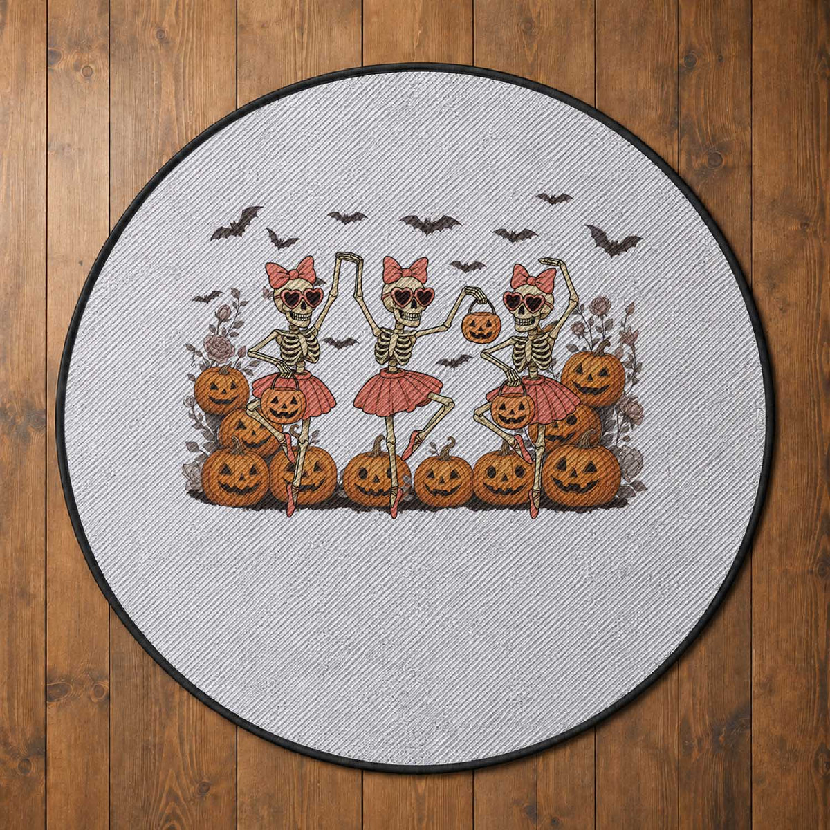Funny Halloween Skeleton Dance Round Rug Gift For Ballet Lover
