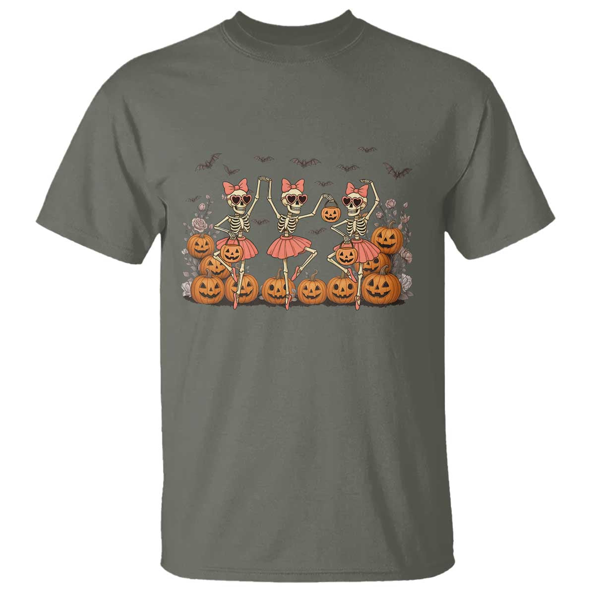 Funny Halloween Skeleton Dance T Shirt Gift For Ballet Lover TS12 Military Green Print Your Wear