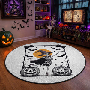 Funny Skeleton Witches Dance Ballet Round Rug Halloween Gift