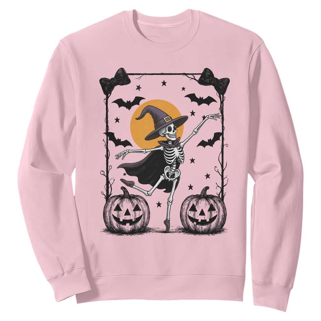 Funny Skeleton Witches Dance Ballet Sweatshirt Halloween Gift TS12 Light Pink Print Your Wear