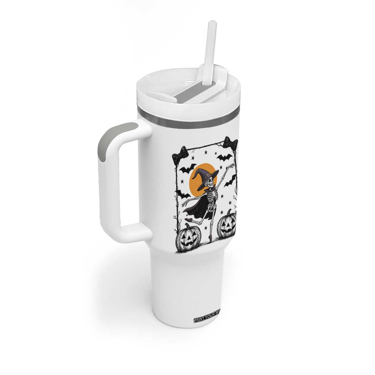 Funny Skeleton Witches Dance Ballet Tumbler With Handle Halloween Gift TS12 Print Your Wear