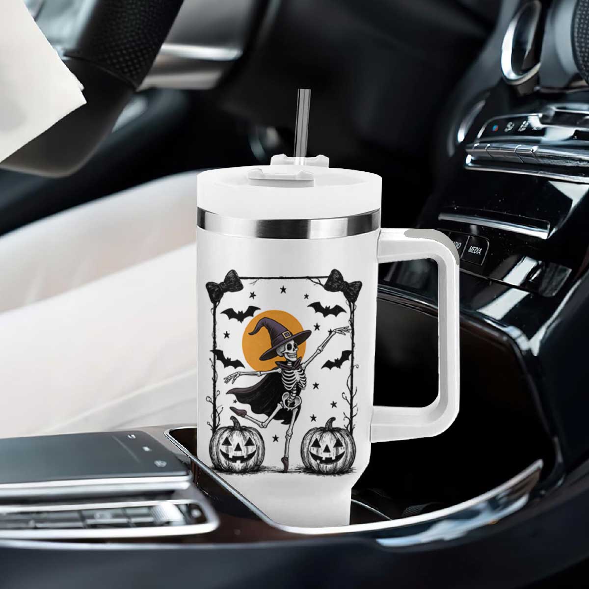 Funny Skeleton Witches Dance Ballet Tumbler With Handle Halloween Gift TS12 Print Your Wear