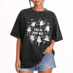 Halloween Ballet Ghost Washed Cotton T-Shirt Pas De Boo Ree Gift