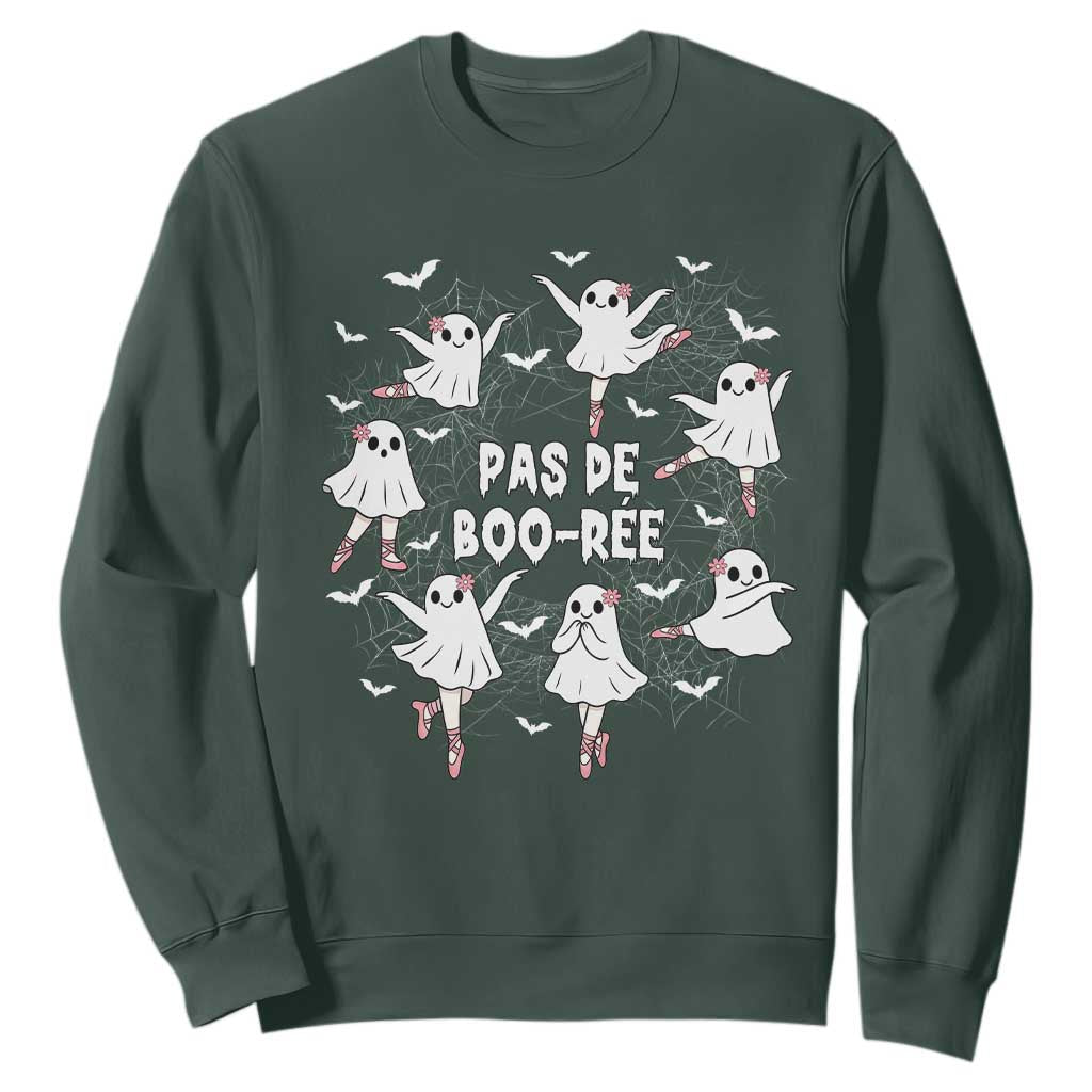 Halloween Ballet Ghost Sweatshirt Pas De Boo Ree Gift TS12 Dark Forest Green Print Your Wear
