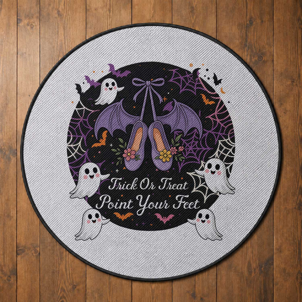 Trick Or Treat Point Your Feet Round Rug Funny Halloween Ballet Gift
