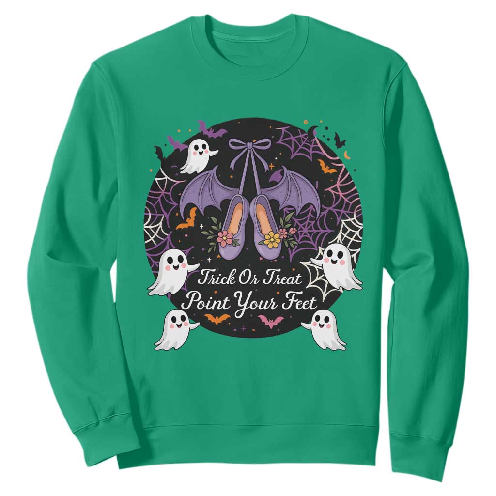 Trick Or Treat Point Your Feet Sweatshirt Funny Halloween Ballet Gift TS12 Irish Green Print Your Wear
