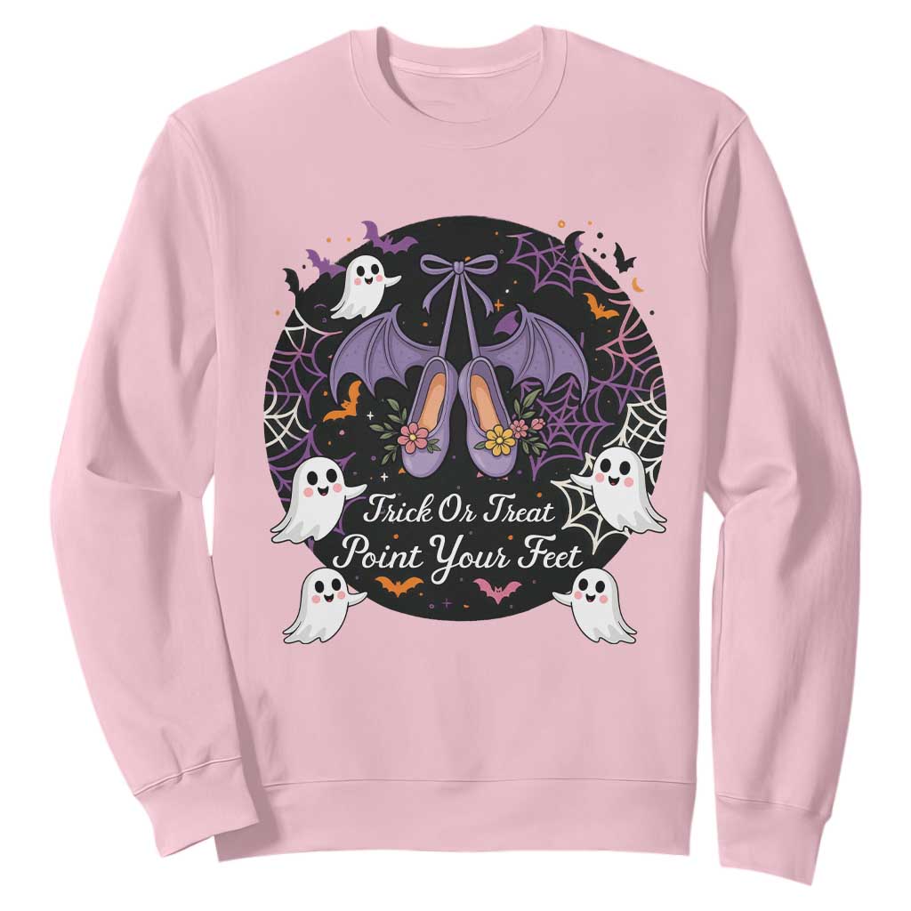Trick Or Treat Point Your Feet Sweatshirt Funny Halloween Ballet Gift TS12 Light Pink Print Your Wear