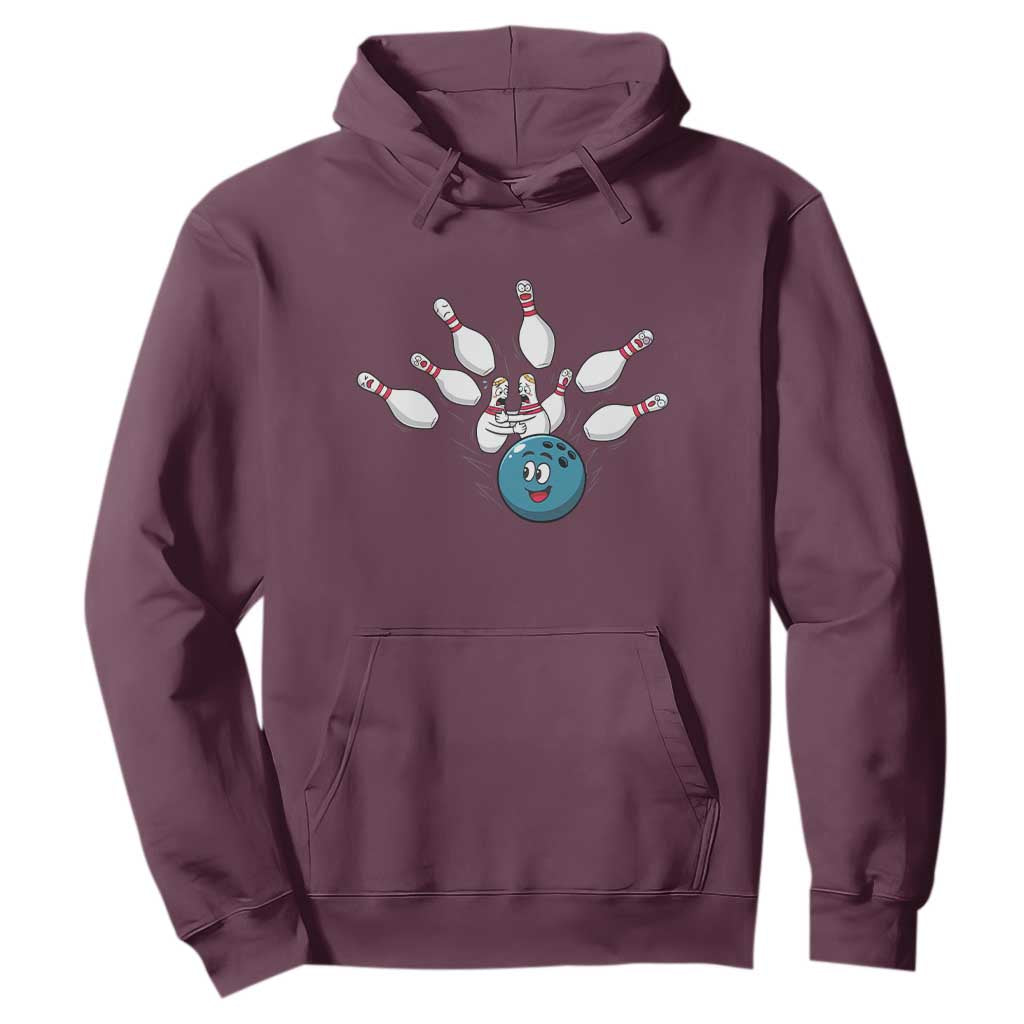 Funny Sport Bowler Gift Hoodie Bowling Ball Chasing Pins TS12 Maroon Print Your Wear
