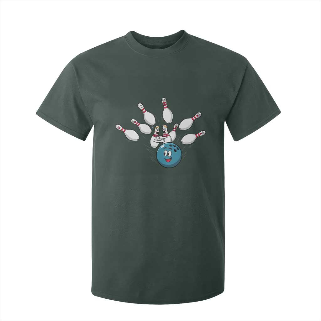 Funny Sport Bowler Gift T Shirt For Kid Bowling Ball Chasing Pins TS12 Dark Forest Green Print Your Wear