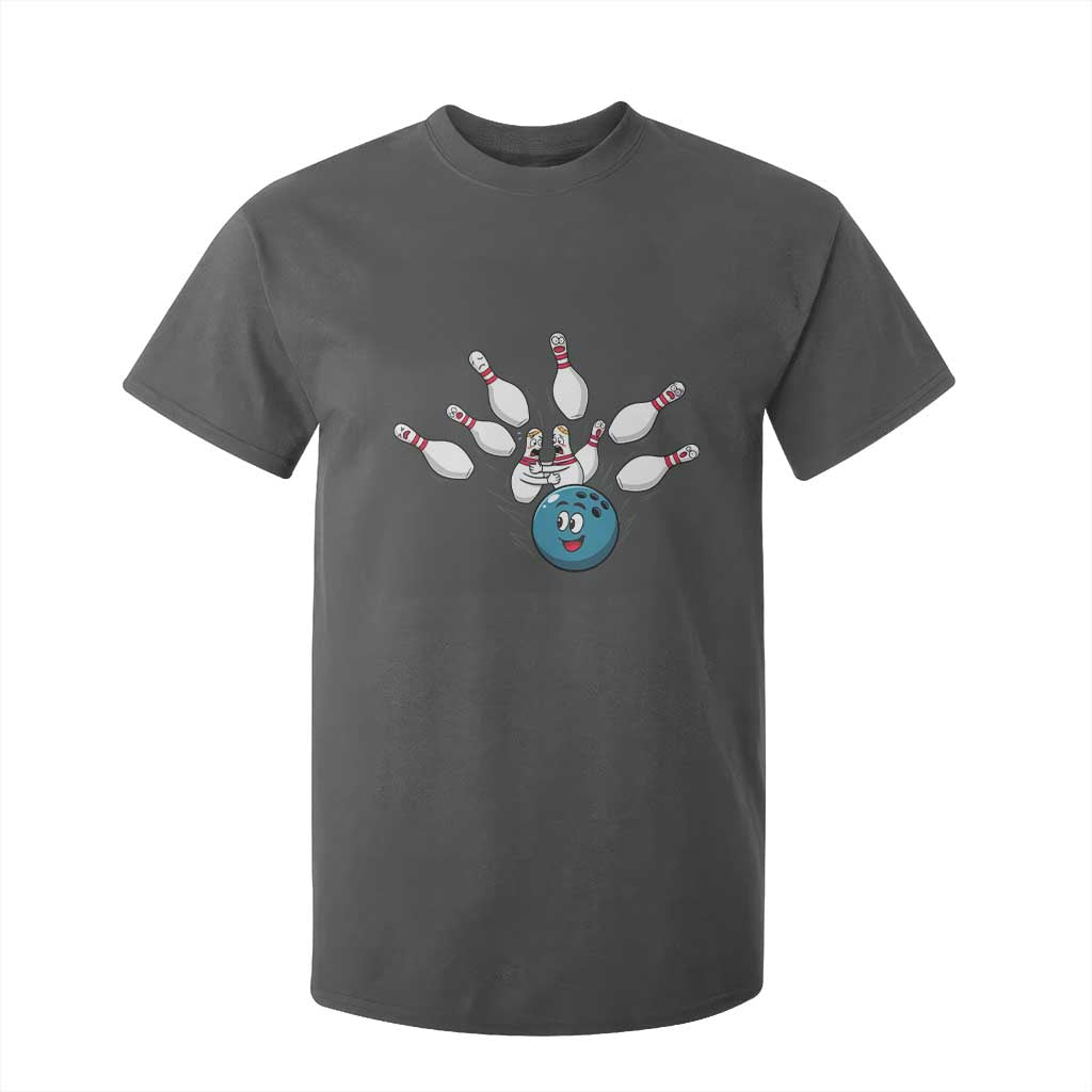 Funny Sport Bowler Gift T Shirt For Kid Bowling Ball Chasing Pins TS12 Dark Heather Print Your Wear