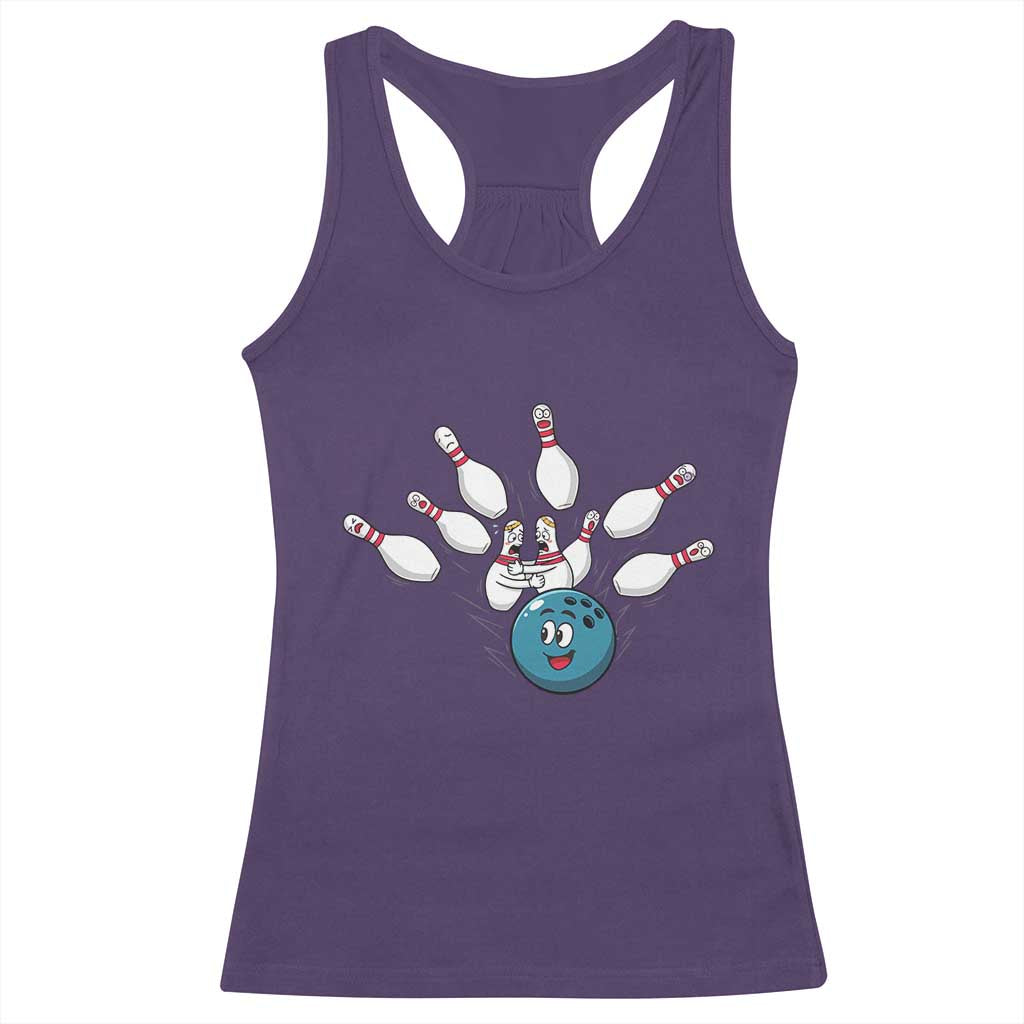 Funny Sport Bowler Gift Racerback Tank Top Bowling Ball Chasing Pins TS12 Purple Print Your Wear