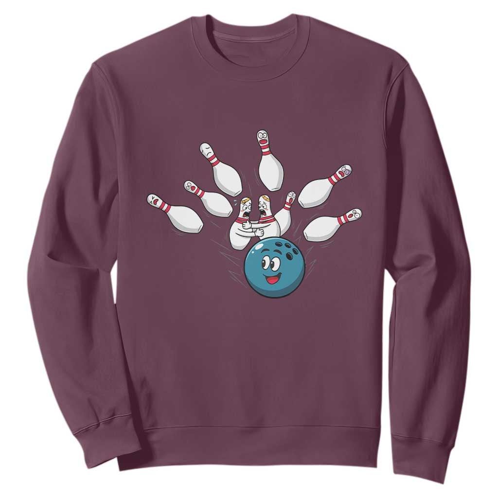 Funny Sport Bowler Gift Sweatshirt Bowling Ball Chasing Pins TS12 Maroon Print Your Wear