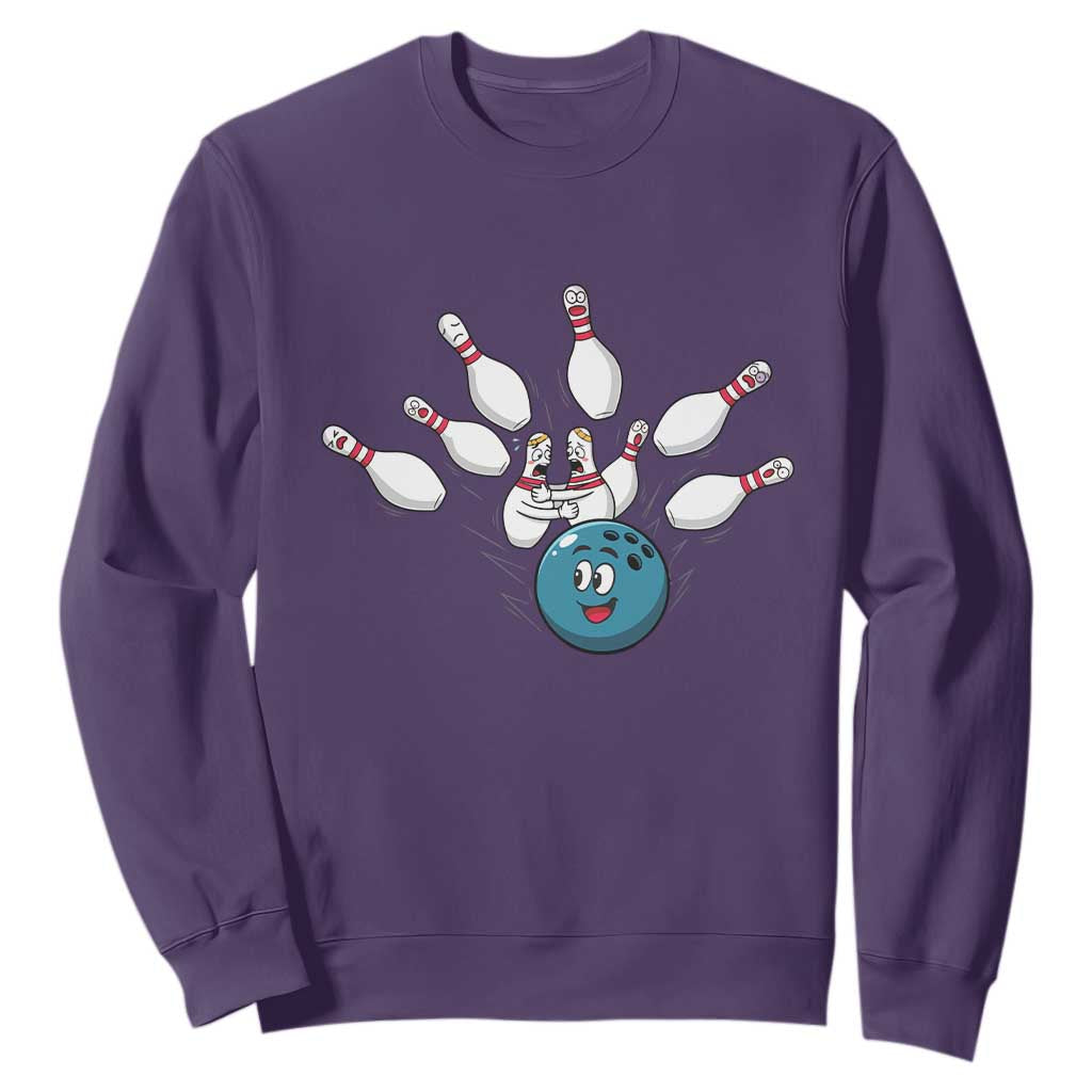 Funny Sport Bowler Gift Sweatshirt Bowling Ball Chasing Pins TS12 Purple Print Your Wear