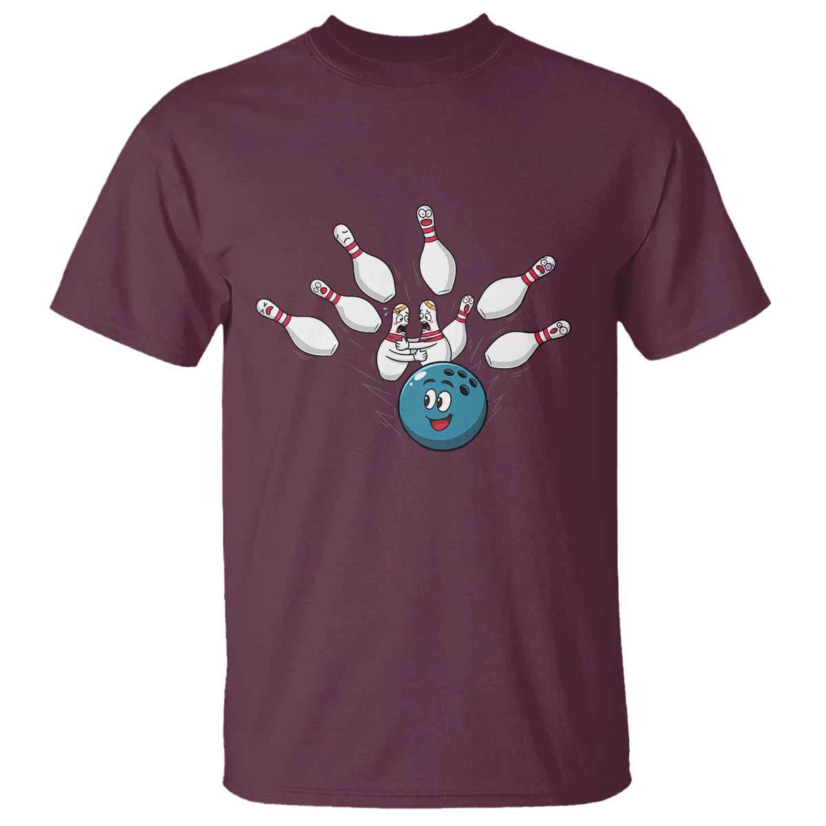 Funny Sport Bowler Gift T Shirt Bowling Ball Chasing Pins TS12 Maroon Print Your Wear