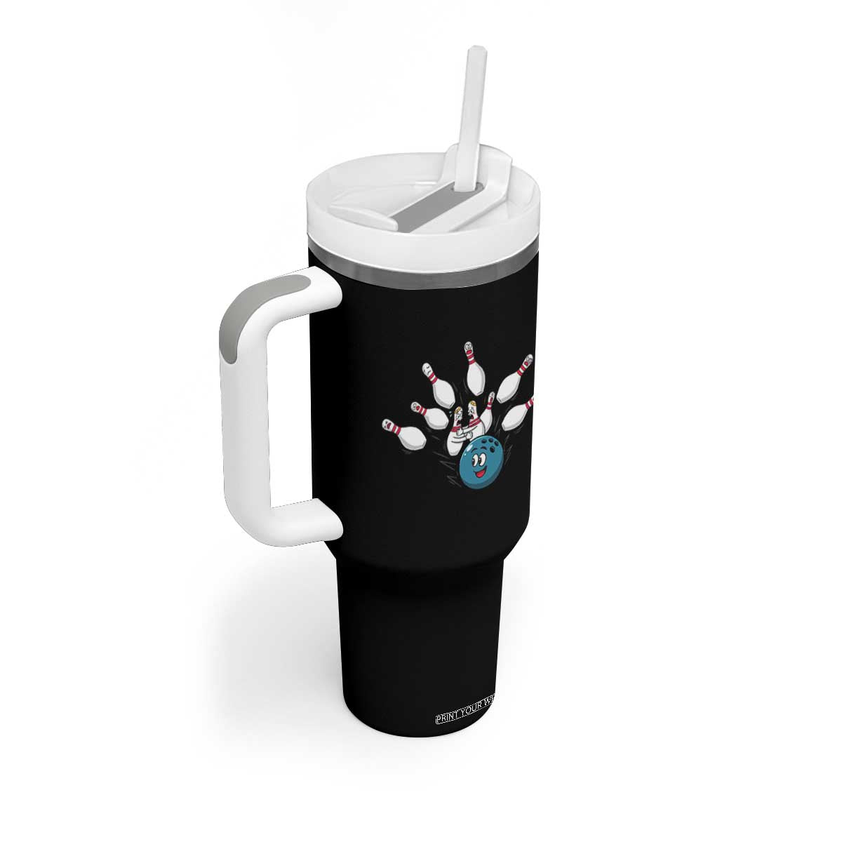Funny Sport Bowler Gift Tumbler With Handle Bowling Ball Chasing Pins TS12 Print Your Wear