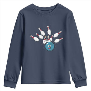 Funny Sport Bowler Gift Youth Sweatshirt Bowling Ball Chasing Pins TS12 Navy Print Your Wear