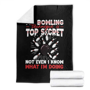 My Bowling Technique Is Top Secret Throw Blanket Funny Bowler Gift TS12 Black Print Your Wear