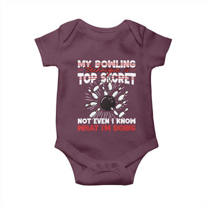 My Bowling Technique Is Top Secret Baby Onesie Funny Bowler Gift TS12 Maroon Print Your Wear