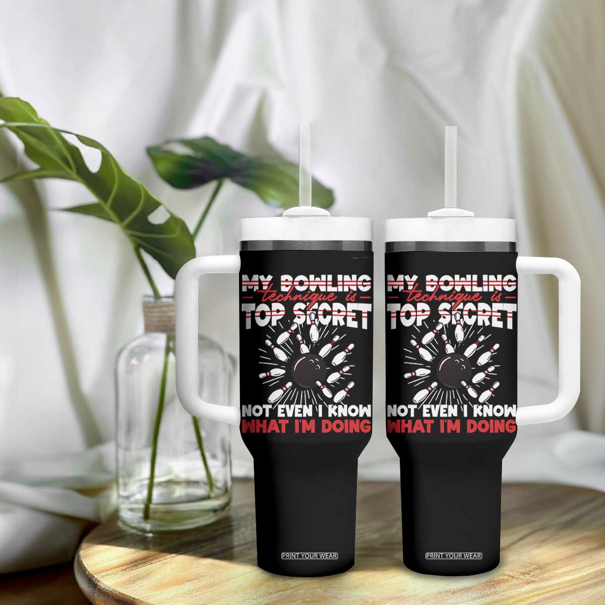 My Bowling Technique Is Top Secret Tumbler With Handle Funny Bowler Gift TS12 Print Your Wear