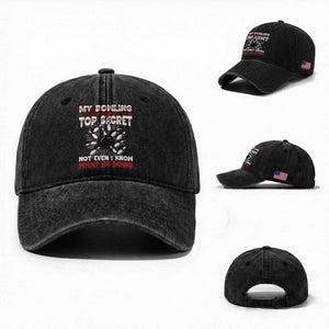 My Bowling Technique Is Top Secret Washed Cotton Baseball Cap Funny Bowler Gift TS12 Washed Cap Universal Fit Black Print Your Wear
