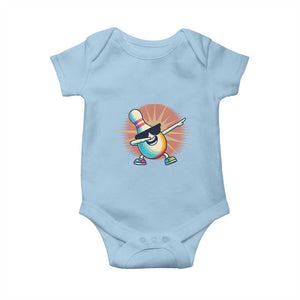 Dabbing Bowling Pin Baby Onesie Funny Player Gift TS12 Light Blue Print Your Wear