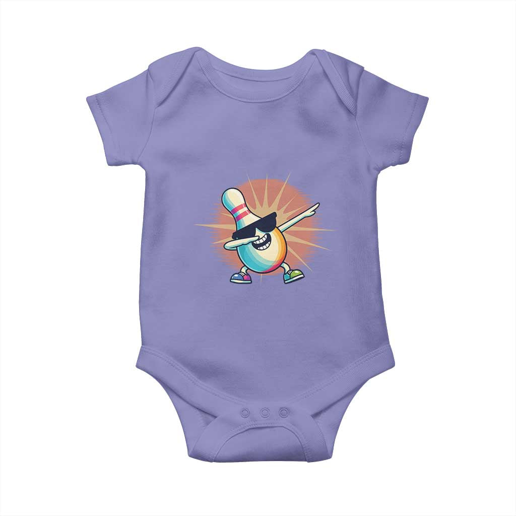 Dabbing Bowling Pin Baby Onesie Funny Player Gift TS12 Violet Print Your Wear