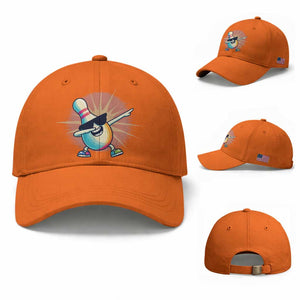 Dabbing Bowling Pin Baseball Cap Funny Player Gift TS12 Baseball Cap Universal Fit Orange Print Your Wear