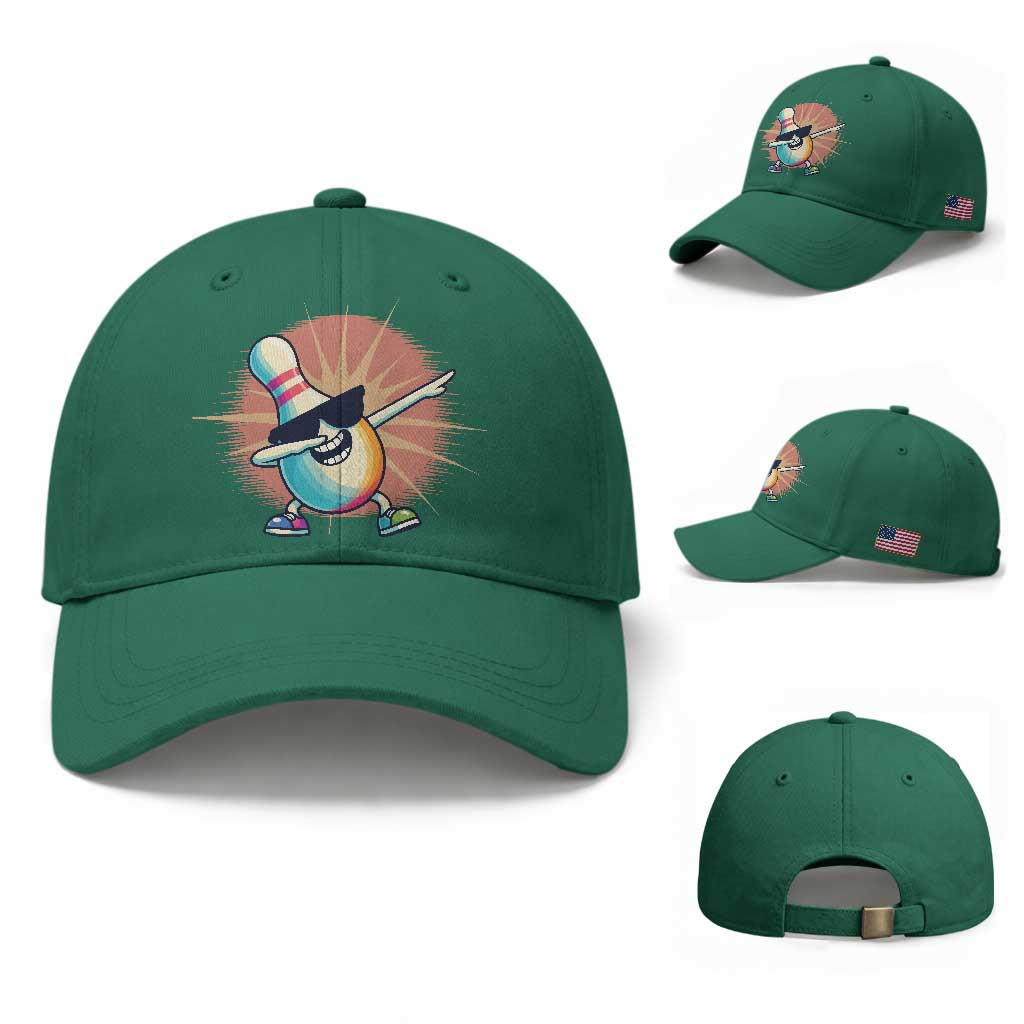 Dabbing Bowling Pin Baseball Cap Funny Player Gift TS12 Baseball Cap Universal Fit Irish Green Print Your Wear