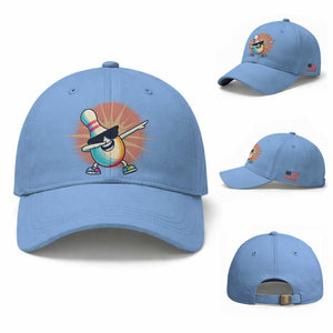Dabbing Bowling Pin Baseball Cap Funny Player Gift TS12 Baseball Cap Universal Fit Light Blue Print Your Wear