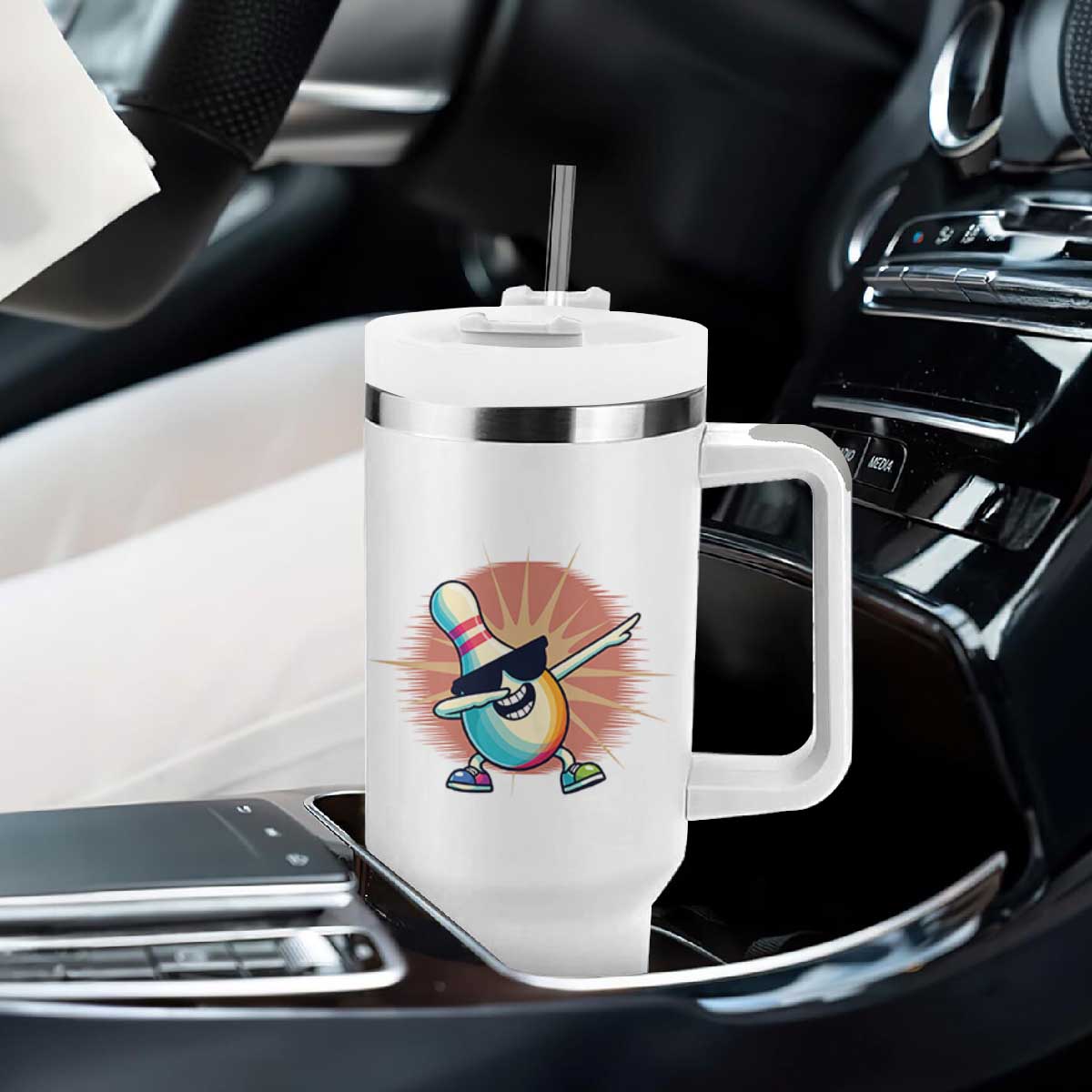 Dabbing Bowling Pin Tumbler With Handle Funny Player Gift TS12 Print Your Wear