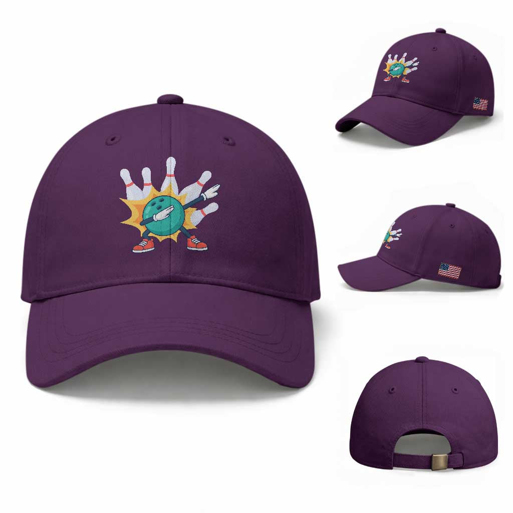 Funny Bowling Ball Dab Baseball Cap Sports Lover Gift TS12 Baseball Cap Universal Fit Purple Print Your Wear