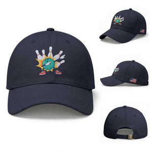 Funny Bowling Ball Dab Baseball Cap Sports Lover Gift TS12 Baseball Cap Universal Fit Navy Print Your Wear